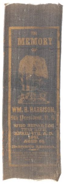 1841 Harrison Uncommon Printed Mourning Silk Ribbon