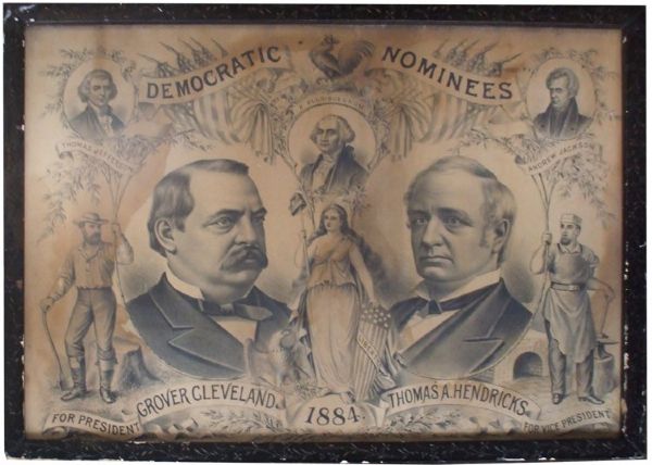 1884 Presidential Campaign Grover Cleveland/Thomas Hendericks Jugate Lithograph. 