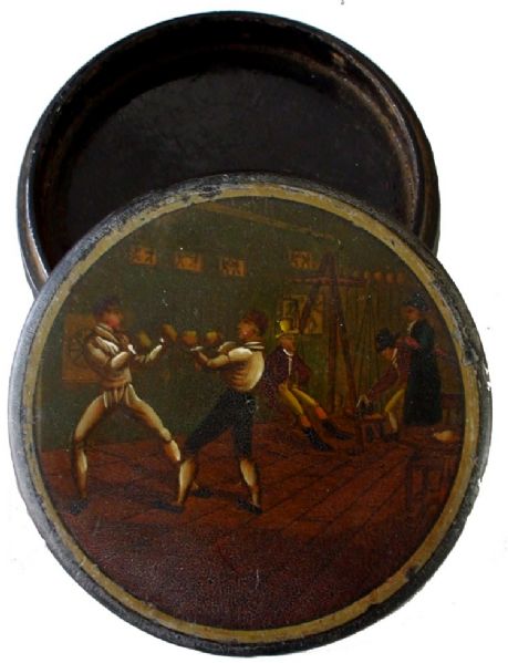1790’s  Snuff Box With Boxers in Gymnasium