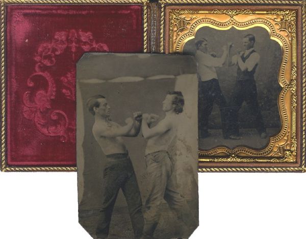 Two Late 19th Century Tintypes of Bare Knuckle Fighters