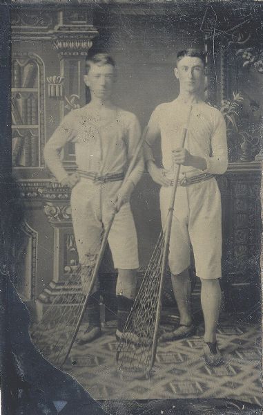Sixth Plate Tintype of Two Lacrosse Players