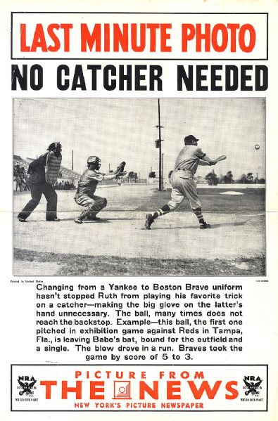 Broadside Shows Babe Ruth Playing With Boston Braves