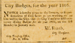 1805 Charleston Newspaper Ad for Slave “City Badges”