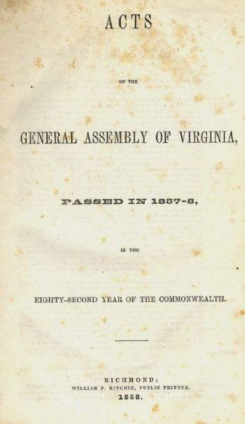 Late Antebellum Virginia Statutes