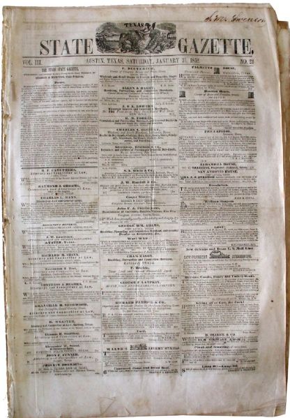 An Early TEXAS Newspaper Grouping