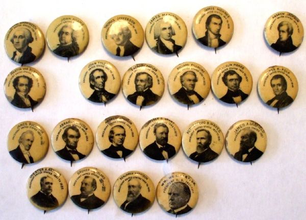 22 Presidential Pinback Buttons