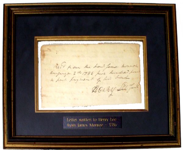 Letter written to Henry Lee from James Monroe