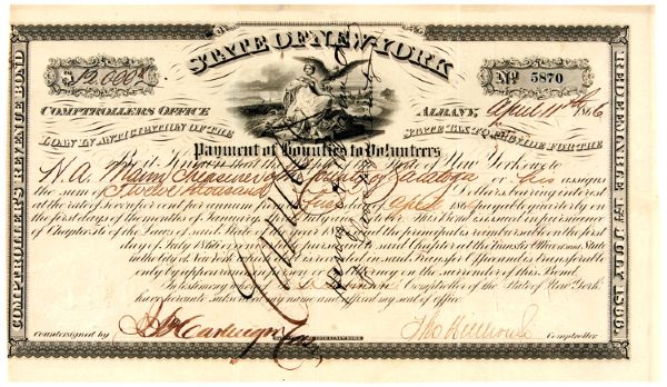 Scarce State Of New York Civil War $12,000 Bounties To Volunteers 