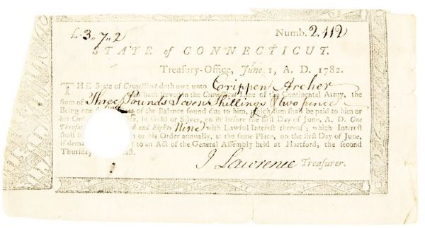 Rare Black Revolutionary War Soldier’s Service Payment To “Crippen Archer” a Documented and Recorded Soldier