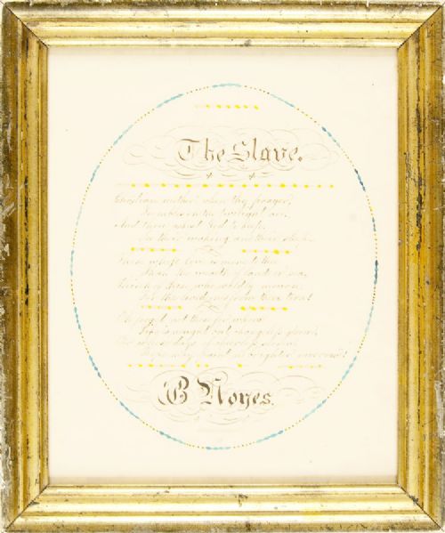 “THE SLAVE” A Rare Ornate Original Manuscript Poemc. 1820-30