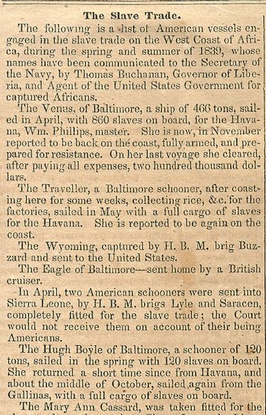 Thousands of American Slaves Ships Continue In The Slave Trade In 1840