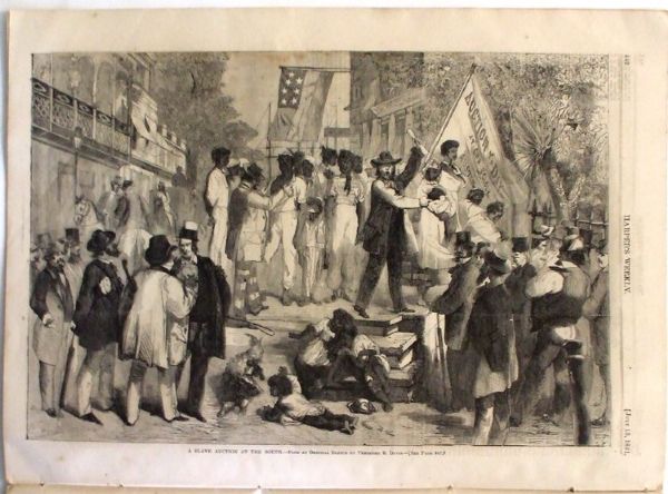 Harper’s Weekly Artist Theo. Davis Witnesses A Slave Auction, Draws the Auction and Writes About It