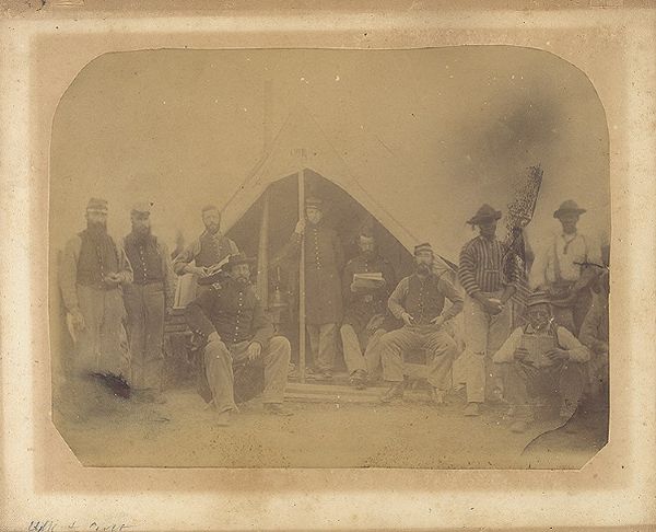 War-date Albumen Photograph of Slaves in the Occupying Union Army Camp