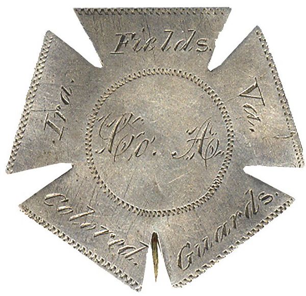 Extraordinary Silver Corp Identification Badge for a Freed Slave and Member of the Virginia Colored Guard