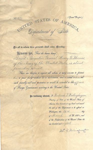 Official United States Army General's Passport for US Colored Troops Commander.