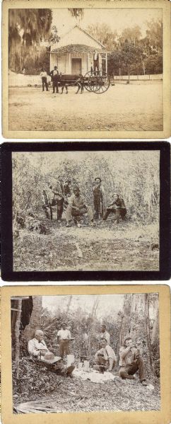 Three Fishing Photographs, circa 1900, One With Black Servants
