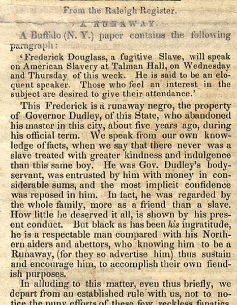 Frederick Douglass Notice In The Liberator