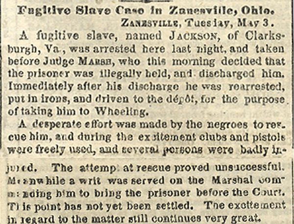 Failed Fugitive Slave Rescue - “desperate effort was made by the negroes to rescue him”
