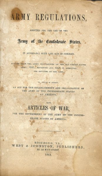 Confederate Manual Captured by a 13th New Hampshire Soldier Two Days After the Fall of Richmond