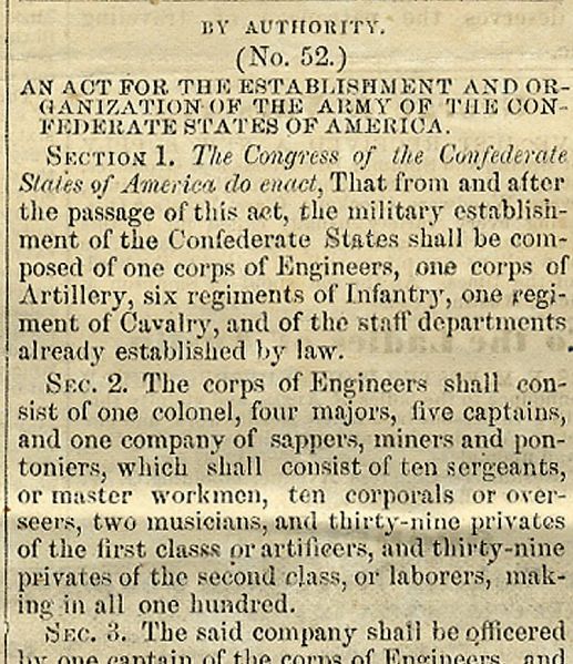 The CSA Government Passes Laws Including Forming the Army.