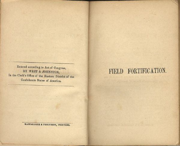 1862 Confederate Imprint on Field Fortifications With 12 Foldout Plates