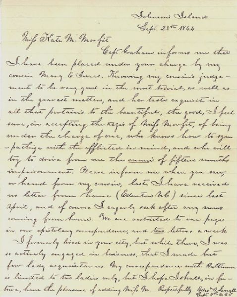 11th North Carolina Gettysburg Prisoner of War Letter