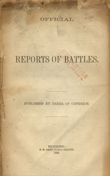 Official Confederate Battle Reports - 1863