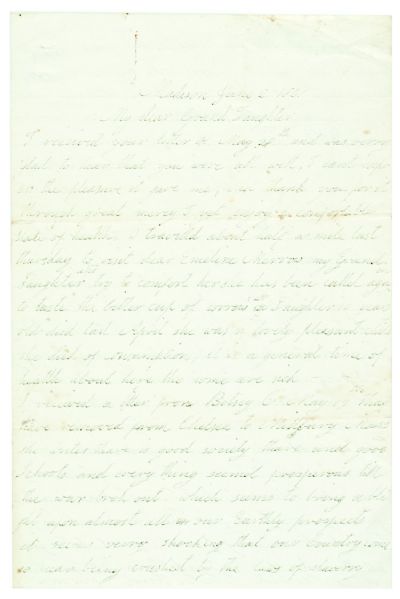 1861 Letter Lamenting that Slavery Caused the Civil War