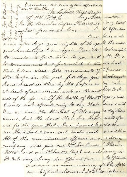 Battle of Deep Bottom (Strawberry Plains), Va., August 16, 1864 Letter