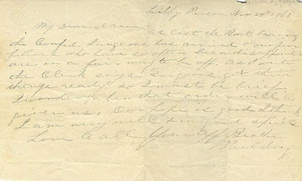 Smuggled Letter by Gettysburg Prisoner of War Held at Libby Prison