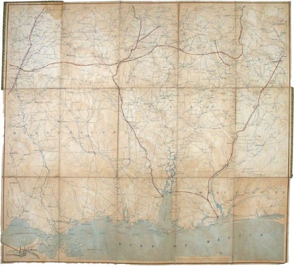 Field Used 1863 Civil War Map of the Confederate Territories of the Deep South
