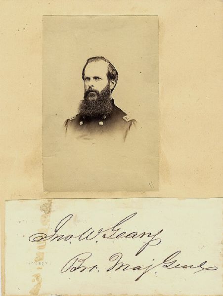 CDV of Bvt. Major General John W. Geary with Attached Signature