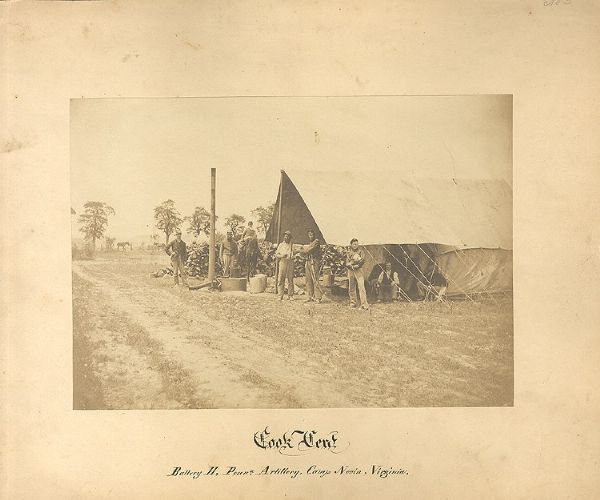 War-date Albumen Photograph of the “Cook Tent” of Battery H, Pennsylvania Artillery