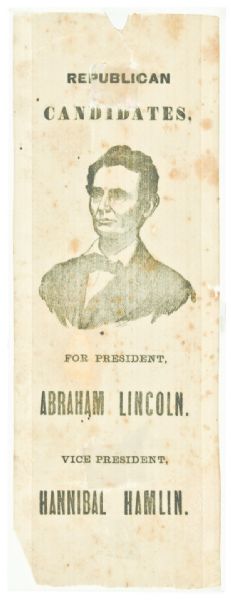 1860 Abraham Lincoln & Hannibal Hamlin Campaign Silk