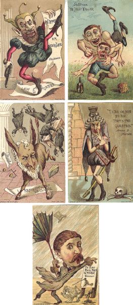Group of Five 1882 Trade Cards, with John L. Sullivan, Charles Guiteau and more