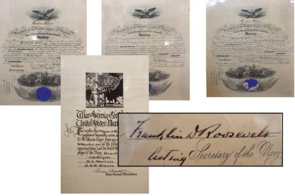Excellent Marine Corps Group Includes Documents Signed by FDR and Teddy Roosevelt Jr.