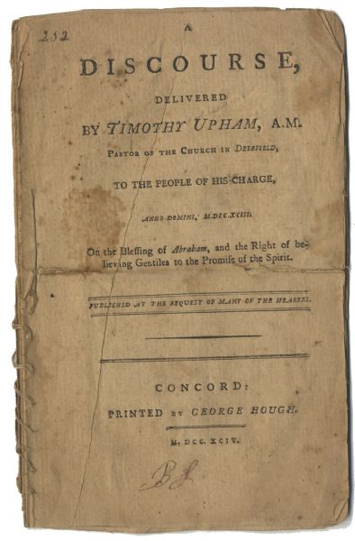 Early American Printing By Timothy Upham, 1794