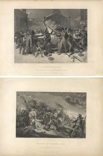 A Grouping of Engraved Revolutionary War Battle Scenes