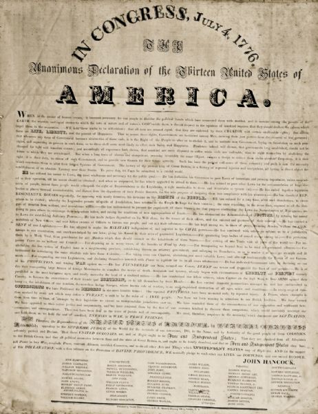 Rare Declaration of Independence Silk Broadside Not Recorded In Threads Of History