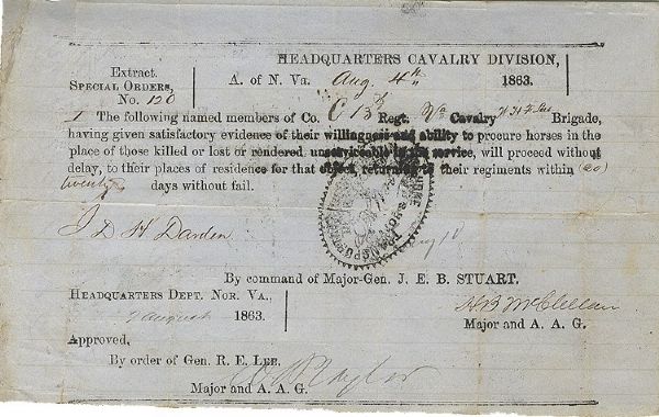 Confederate Document Signed by Two Prominent Aides