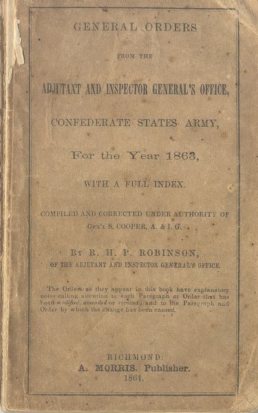 Confederate General Orders for 1863