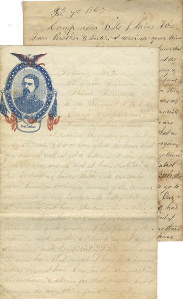 A Pair of Pennsylvania Reserve Corps Letters