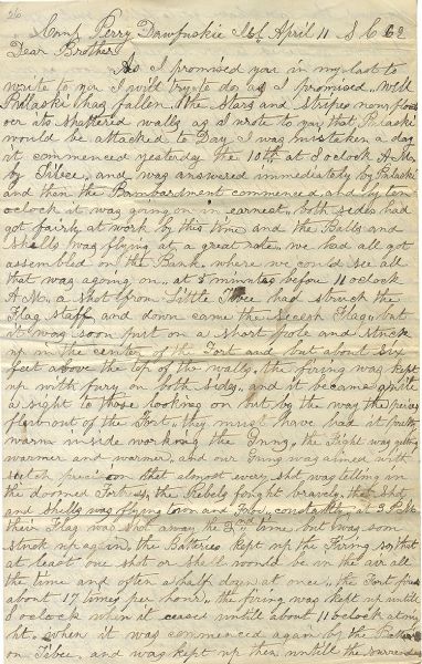 Siege, Bombardment and Fall of Fort Pulaski, Georgia Letter