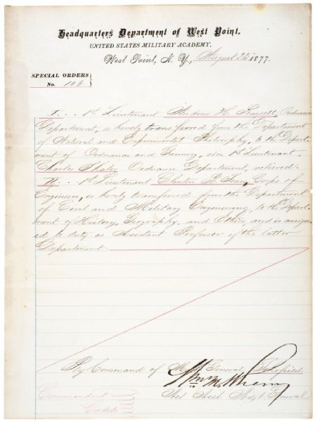 Medal of Honor Winner General William M. Wherry Signed West Point Letter