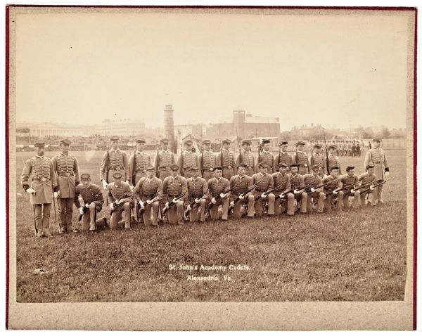 St. John's Academy Cadets - Alexandria, Va. Large Impressive Albumen Photograph