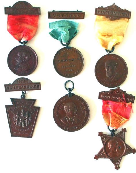 Group of Six Grand Army of the Republic Pinback Medals