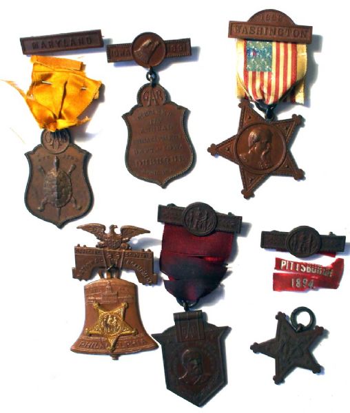 Group of Six Grand Army of the Republic Pinback Medals