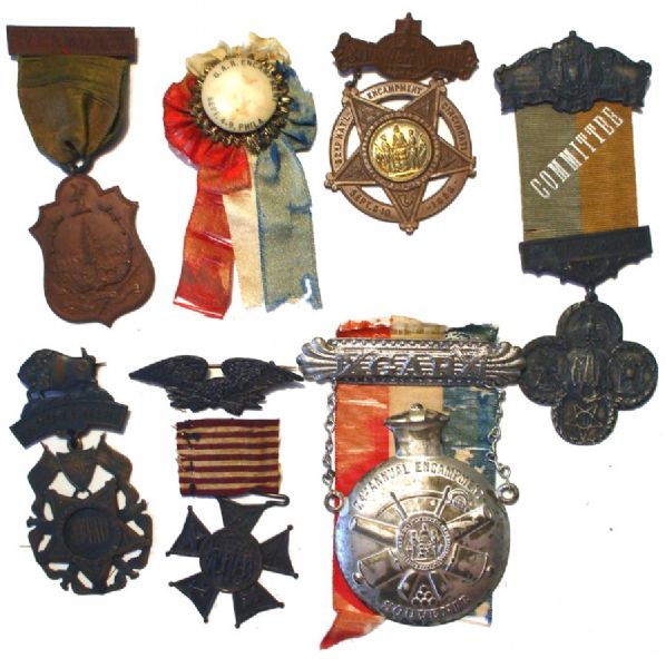 Group of Seven Grand Army of the Republic Pinback Medals