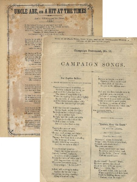 1861 & 1864 Lincoln Related Campaign Songs
