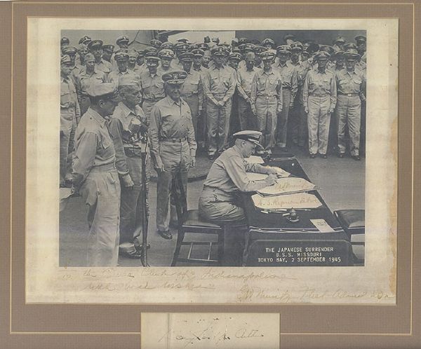 Nimitz Signs The Surrender Photograph - Twice